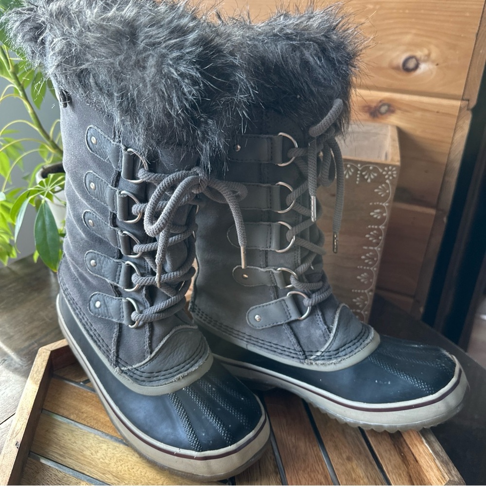Sorel Joan of Arctic Gray Fur-Lined Winter Boots